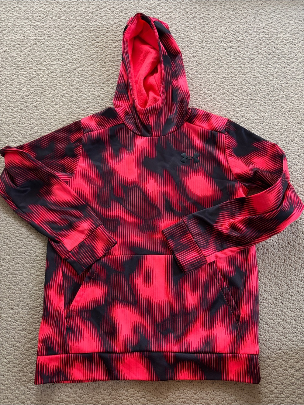 Under Armour Red and Black Camo-Pattern Kids Hoodie
